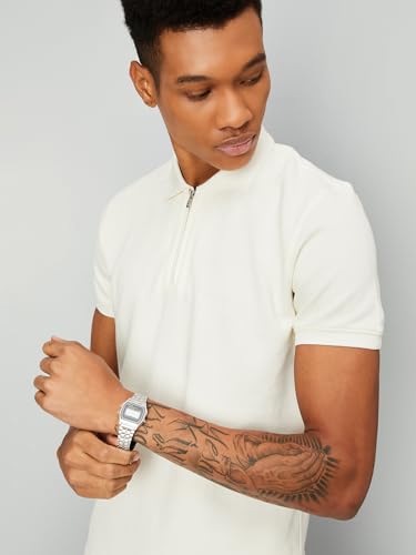 Image of Max Men Textured Zipper Polo T-Shirt