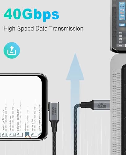Image of Wefly USB4 Cable, with Thunderbolt 4, 240W Charging, 40 Gbps Data Cable, 8K @ 60Hz HDR, USB C to USB C Cable, 90Degree for Hub, Dock Ma /Book, M2, M3, Mac SSD (100CM)