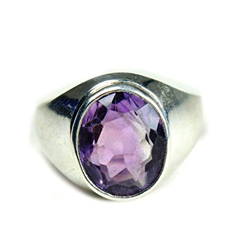Bague améthyste naturelle de forme ovale en argent sterling taille 52