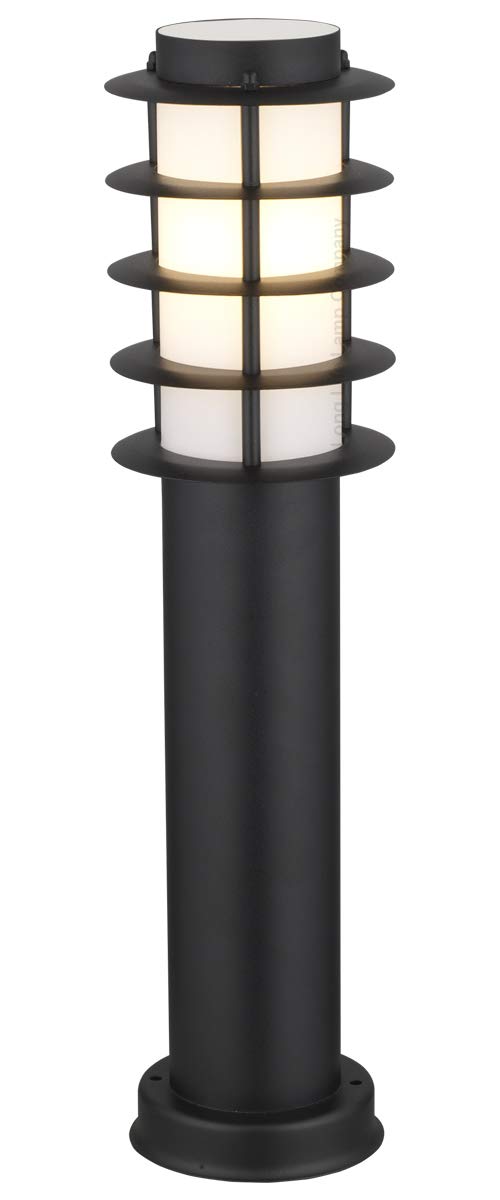 Long Life Lamp Company Black Modern Outdoor Bollard Light Garden Pathway Contemporary Lamp Post Opaque Diffuser E27 Ip44 Zlc309b
