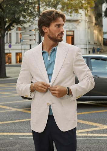 PJ PAUL JONES Mens Blazer Cotton Linen Suit Jacket Lightweight Casual Blazer Jackets with Pockets2