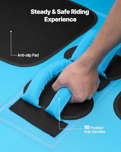 VEVOR Towable Tube für Boote, Wassersport-Schleppreifen für 3 Personen, bis 231 kg Tragfähigkeit, mit 2 Zugpunkten, Nylonhülle, Gepolsterten Griffen und Sicherheitsventil, für Seen, Flüsse, Blau
