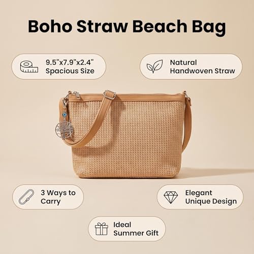 Bolso de playa de crochet para mujer, tote boho tejido miniatura 4