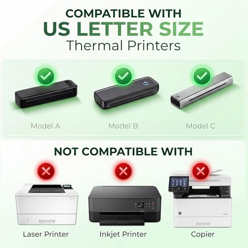 Thermal Printer Paper 8.5 x 11 US Letter InklessPrinting Paper 100 Sheets — view 5
