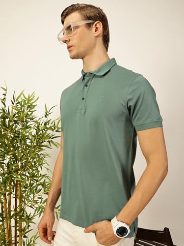 Image of Thomas Scott Men's | Solid | Half Sleeve | Regular Fit | 100% Cotton | Polo Collar | Button Closer | Casual Tshirt