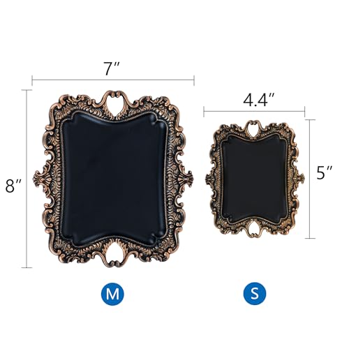 Image of Funly mee 8 x 7 inches Antique Trinket Dish Vintage Jewelry Tray, Ring Holder (Black & Gold, M)