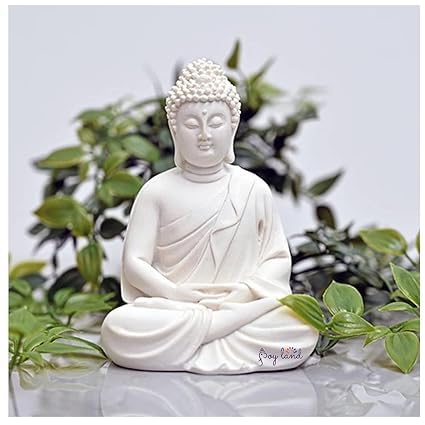 Gift Items Premium Rare Handcrafted Polymarble Meditation/Dhyan Buddha Statue Lord Figurine/Idol | (White, 5.5-inch) -RB-001 (4 x 5) (5x4) ft.