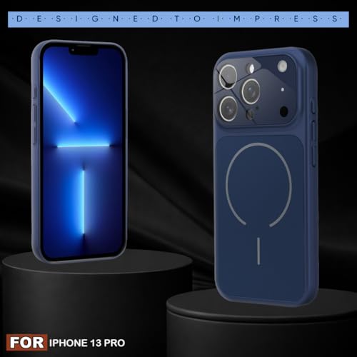 Image of SHINESTAR iPhone 13 Pro Case - Premium Shockproof Protective Cover, Wireless Charging Compatible, Slim & Durable Luxury Back Cover with Camera Protection (Blue)