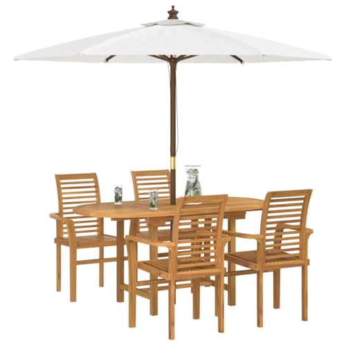 vidaXL Ensemble de Salle à Manger pour Jardin 5 pcs Marron, Ensemble de Salle à Manger d'extérieur, mobilier en Teck Moderne, Grande Table pour se réunir en Plein air