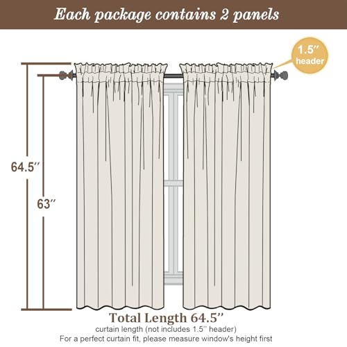 Image of Chyhomenyc Charcoal Grey Sheer Curtains 63 Inches Long 2 Panels, Light Filtering Bright Lightweight Curtains for Living Room, Soft Gentle Voile Rod Pocket Bedroom Window Drapes, 59Wx63L Inch, 2PCS