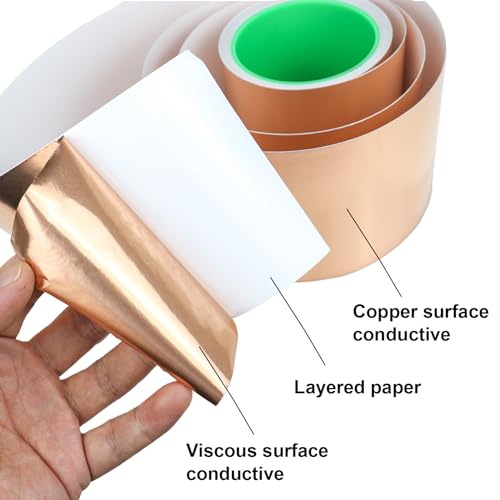 Image of BOMEI PACK 4inch x 66ft Copper Foil Tape Conductive Adhesive for Electrical Repair, EMI Guitar Shielding, DIY Decoration, Stained Glass, Paper Circuits
