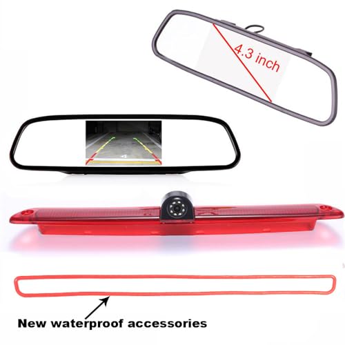 HD Brake Light Backup Camera with Rear-view Mirror Monitor - Image 3