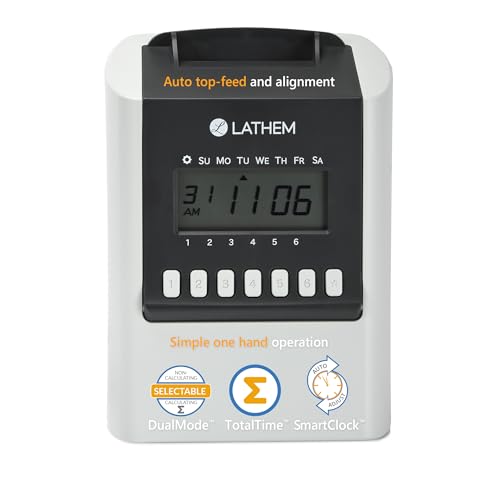 Lathem 700E Calculating Electronic Time Clock, Gray, 6.9' x...