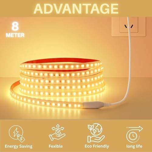 Image of Errol 8 Meter 2835 Strip Lights for Home Decoration | 120 led per Meter led Strip Light | Rope Lights for Ceiling | Decoration Lights for Diwali, Christmas, Home Decore (Warmwhite)