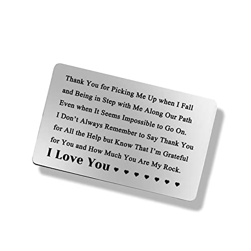 Jielahua Valentines Day Gift Anniversary Cards Gift for Him Engraved Wallet Card for Men I Love You Gifts for Her Appreciation Gifts for Husband Thank You Present Wedding Present for Boyfriend Fiance