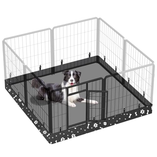 Dog Playpen Square Bottom Pad Fits for 48 Inch 8 Panels Metal Exercise Pet Playpen, Dog Crate Pad Puppy Playpen Pad, Elastic Buckles Connections.(Note: Playpen Not Included) -Black