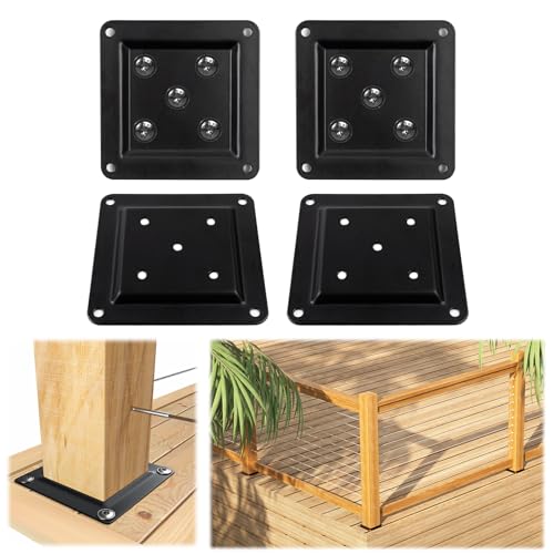 Muzata 4Pack 3.5"x3.5" Wood Post Plate Connector Deck Post