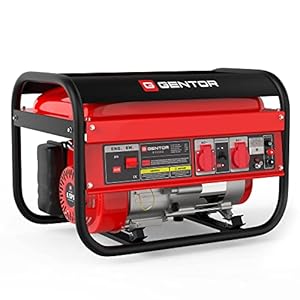 GENTOR Stroomgenerator, noodstroomaggregaat, benzine, stil, 2200 watt, 6,5 pk, stroomgenerator, 4-takt benzinemotor, 2 x 230 V, 1 x 12 V, trekstart, voor camping, outdoor, werkplaats, privé