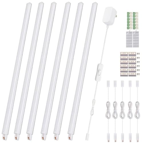 LED Under Cabinet Lighting 6-Pack 12 inch Seamlessly Linkable Strip Light Bars for Cabinet, Kitchen,...