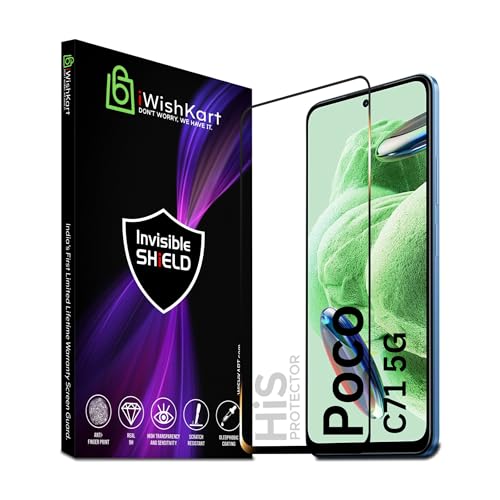 Image of compatible with Poco C71 5G Tempered Glass [with warranty] screen protector guard Full Edge to Edge 9H Full Glue FHD with Easy Installation kit - Pack of 1 | 6.88 Inch (compatible with PocoC71 / C 71)