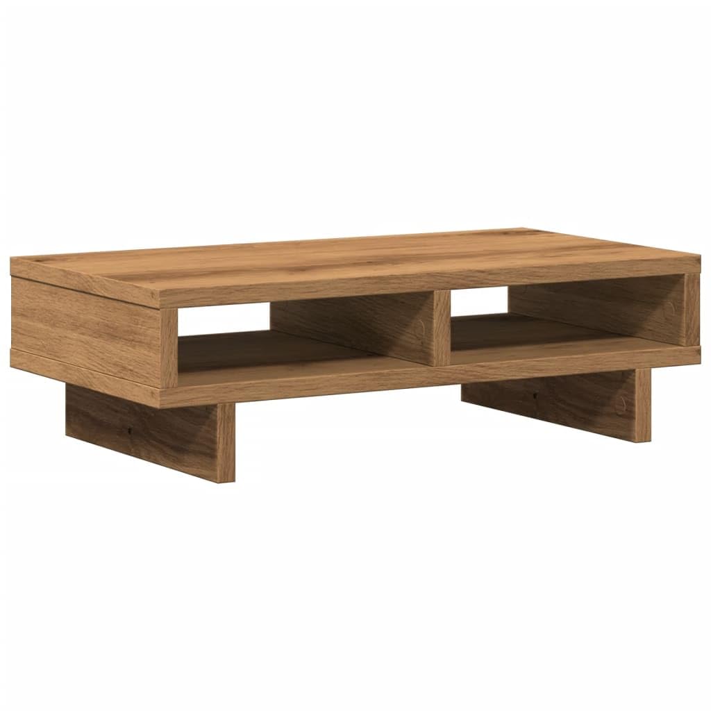 Mangloder Artisan-Roble - Soporte para monitor (50 x 27 x 15 cm, material de madera con espacio para espacio de trabajo, escritorio, oficina en casa, ergonómico, gestión de cables, capacidad de carga