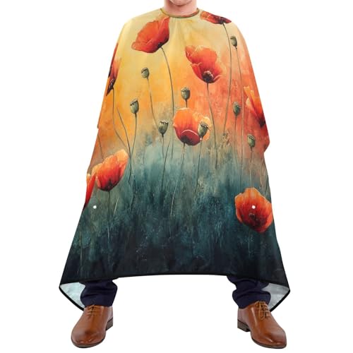 Kigai Poppy Hair Cutting Cape for Men & Women Waterproof Barber Cape Professional Hairdressing Salon Styling Apron with Adjustable Closure Snap