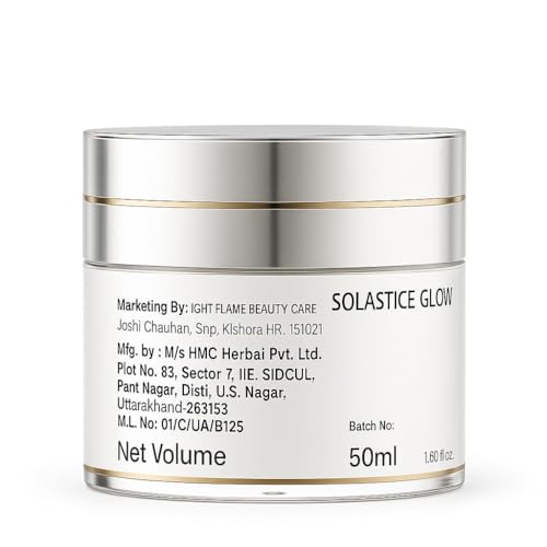 Image of Light Flame Solastice Glow Face Cream for Brightening, Anti-Acne, Pimple Control | Enriched with Hyaluronic Acid, Niacinamide, Kojic Acid | For All Skin Types | Advanced Glow & Clear Skin Care | 50grm