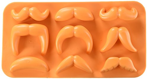 Fairly Odd Novelties FON-10001 Moustache Variety Ice Cube Tray 6.75" x 3.60" x 0.73" Orange