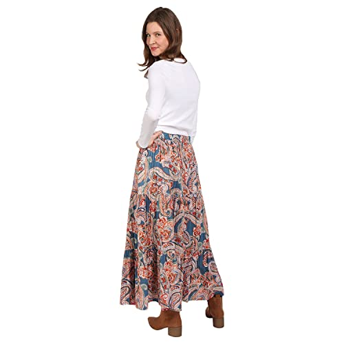 Catalog Classics Womens Reversible Boho Maxi Skirt - Paisley Long Skirt Gray Paisley, Small, 36" L #TOP4
