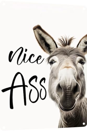 Retro Metal Aluminium Decor Painting Posters Donkey Nice-Ass Vintage Tin Signs Hippie Metal Plaque For Home Bathroom Decoration Cafe Bar Home Art Plaque Gift 12x16 Inch