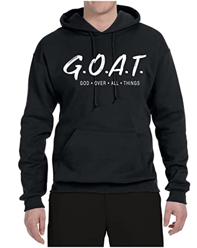 Wild Bobby GOAT God Over All Things Inspirational/Christian Unisex Graphic Hoodie Sweatshirt, Black, Small3