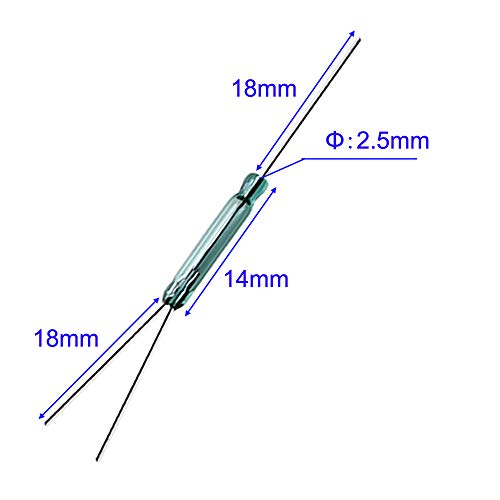 Gebildet 10pcs 3 Pin Glass Reed Switch Reed Contact Normally Open N/O N/C SPDT,Glass Reed Relay Magnetic Induction Switch(2.5mm×14mm)+20pcs Magnet Piece