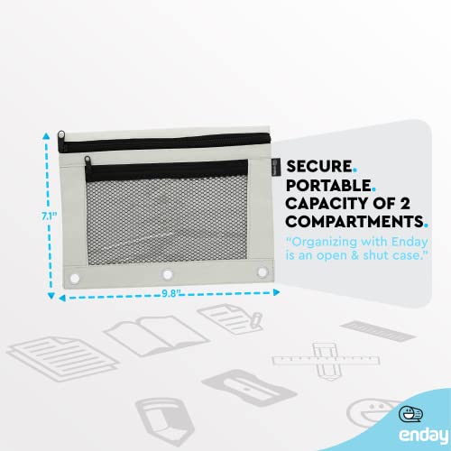 Image of Enday Grey Pencil Pouch For 3 Ring Binder, Zippered Binder Pencil Pouches, 3 Ring Pencil Pouch for Binder, Pencil Case for Binder, Large Pencil Bags for School, Home, and Office