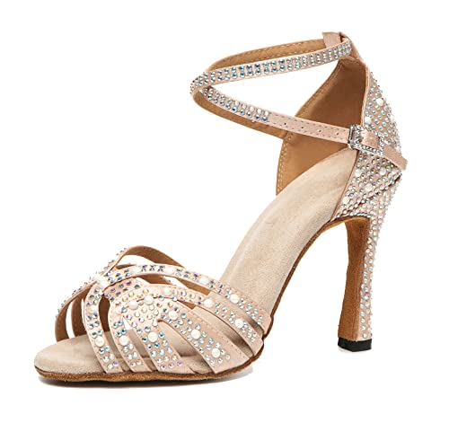 Chaussures de danse latine sandales paillettes L506 nude talon 10cm pointure 36.5 salsa bachata