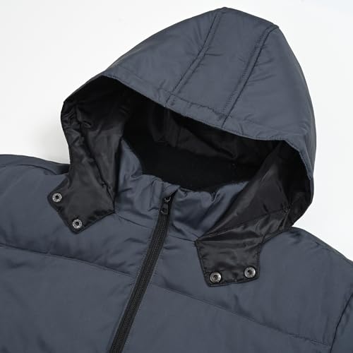 Image of Men's Hooded Puffer Jacket Down Alternative Lightweight Warm Coat Stand Collar Winter Insulated Quilted Coat