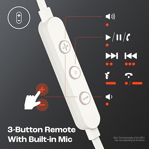 Image of Original Type C Earphone for JBL Tune 310 C Earbuds Sound Wired in-Ear Headphones with Mic (White)
