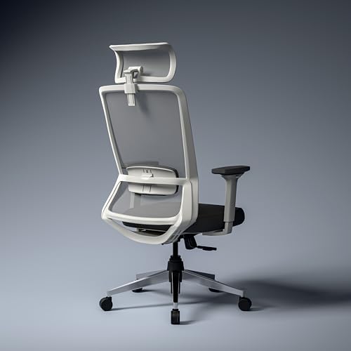 Image of Green Soul Leo | Designed for Broad Shoulders | Mesh | Ergonomic Office Chair for Work | 3 Year Warranty | Single Lock Synchro-Tilt Recline | Adjustable Lumbar | White Grey