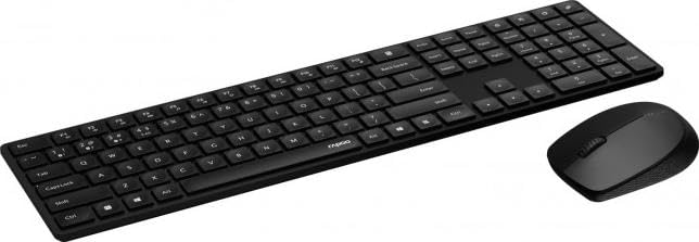 Rapoo Zestaw bezprzewodowy mysz + klawiatura (myszka komputerowa, mouse, keyboard, wireless, Bluetooth, 1300 DPI, odbiornik USB) czarny