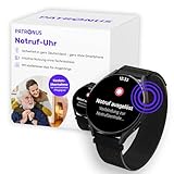 PATRONUS Notruf Uhr - für Senioren - Notfallarmband mit GPS & manuellem Notrufknopf - 24/7 Zentrale - ABO erforderlich - mit App - Sicherer Hausnotruf im Alltag (Schwarz)