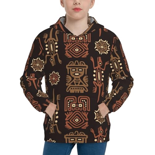 Mexican Totem Kids Pullover Hoodies Boys Sweatshirts Girls Athletic Clothes with Pocket