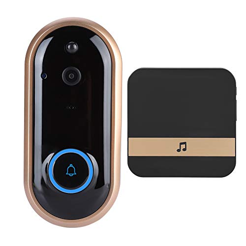 Video Türklingel Neue Smart WiFi Wireless Home Security Gegensprechanlage PIR-Erkennung Sichtbare Türsprechanlage mit Glockenspiel(Gold