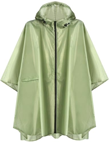 ANYOO Wasserdicht Radfahren Regen Poncho Portable Leichte Regenjacke Mit Kapuze Fahrrad Fahrrad Compact Regen Cape Wiederverwendbare Unisex für Backpacking Camping Outdoors,Grün,Einheitsgröße