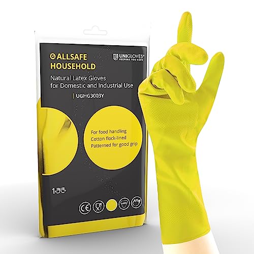 Guantes de látex natural medianos Unigloves Allsafe UGHG3003Y para limpieza en el hogar