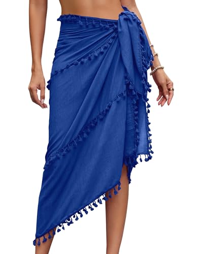 Image of Eicolorte Sarong Cover Up Womens Beach Cover Up Bikini Bathing Suit Swimsuit Swimwear Coverup Sarong Pareo Wraps for Women