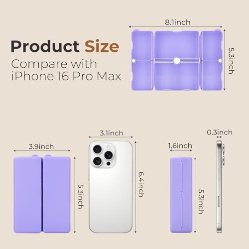 Image of FYY Travel Pill Organizer,7-Compartment Large Pill Box Medicine Case-Purple
