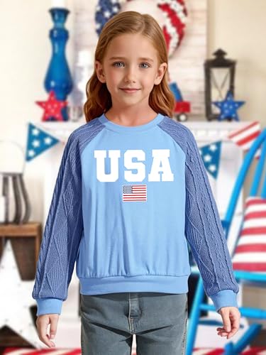 Image of CAZYCHILD Girls 4th of July Shirt Boys USA Tshirt Kids American Flag Sweatshirt Patriotic Pullover Tee Tops