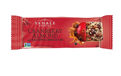 Sahale Snacks Cranberry Almond with Black Pepper & Orange Zest Bar, 12 Count-1.4oz Bar