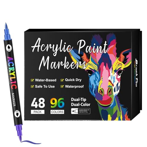 Feutres peinture acrylique double pointe permanent 12 couleurs pour dessin sur verre et canevas