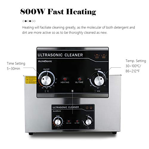 Commercial Ultrasonic Cleaner 30L with Heater 42kHz for Carburetor Bike Chain 3D Printing Modle Brass Instrument Jewelry Denture Professional, ACMESONIC