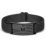 Lunvky Initial Bracelet for Men Boys, American Flag Wrist Band Bracelets Cool Jewelry Military Graduation Easter Basket Stuffers Dad Gifts Teenage Teen Kids Boy Him Son Pulsera Para Hombre Letter M